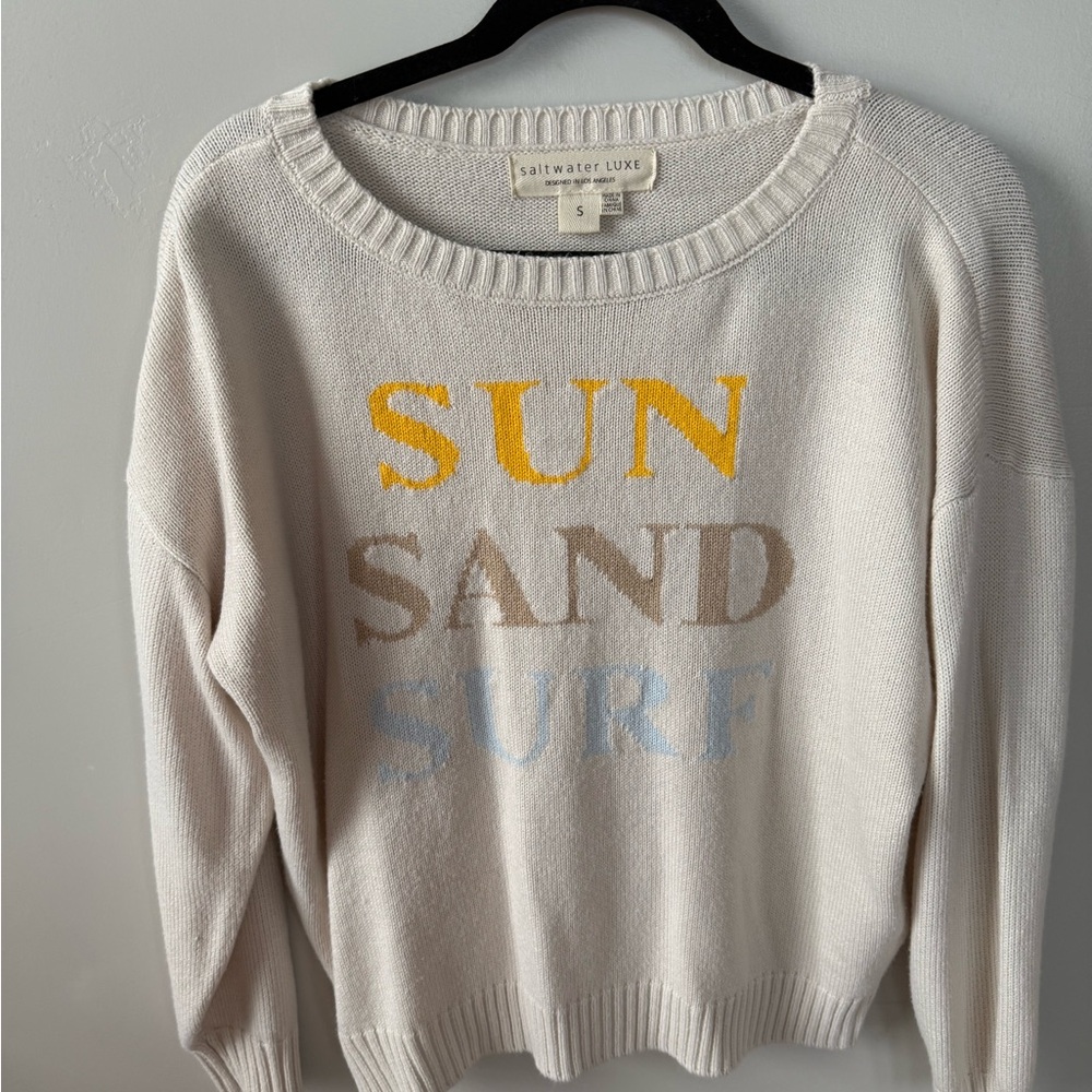 Saltwater Luxe Cream Sweater with Vibrant Accents